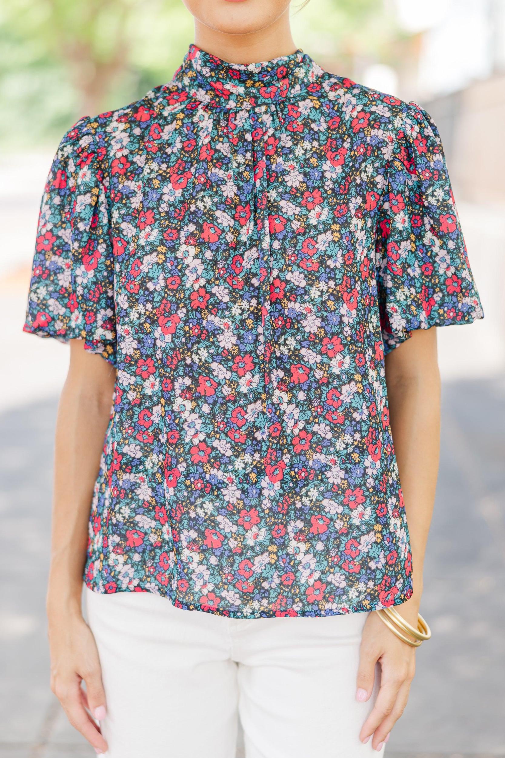 Can't Let You Go Black Floral Blouse Female Product Image