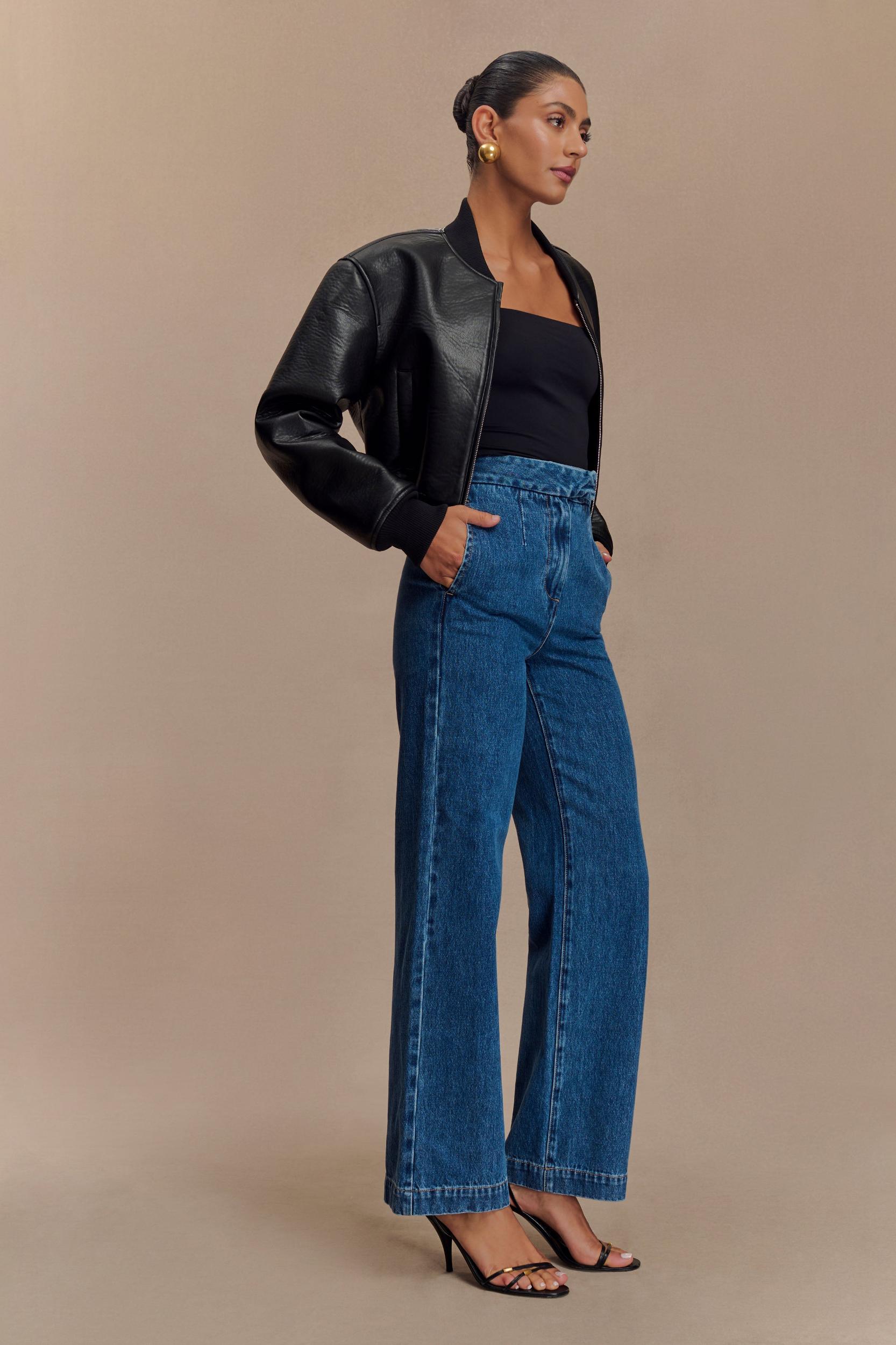 Codi Faux Leather Bomber Jacket - Black Product Image