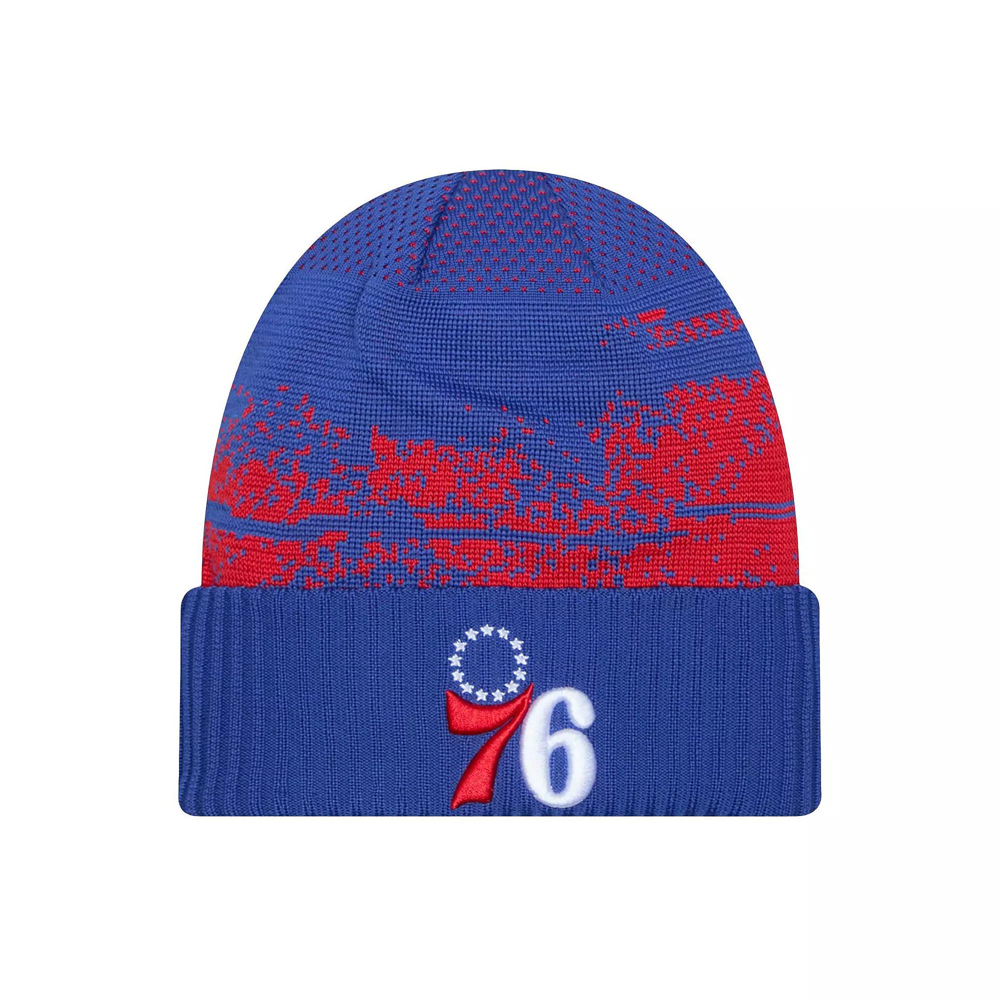 Men's New Era  Royal Philadelphia 76ers Tip-Off Cuffed Knit Hat, 76r Blue Product Image