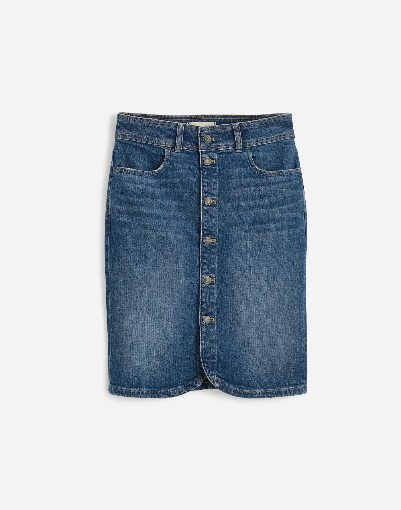 Denim Button-Front Midi Skirt Product Image