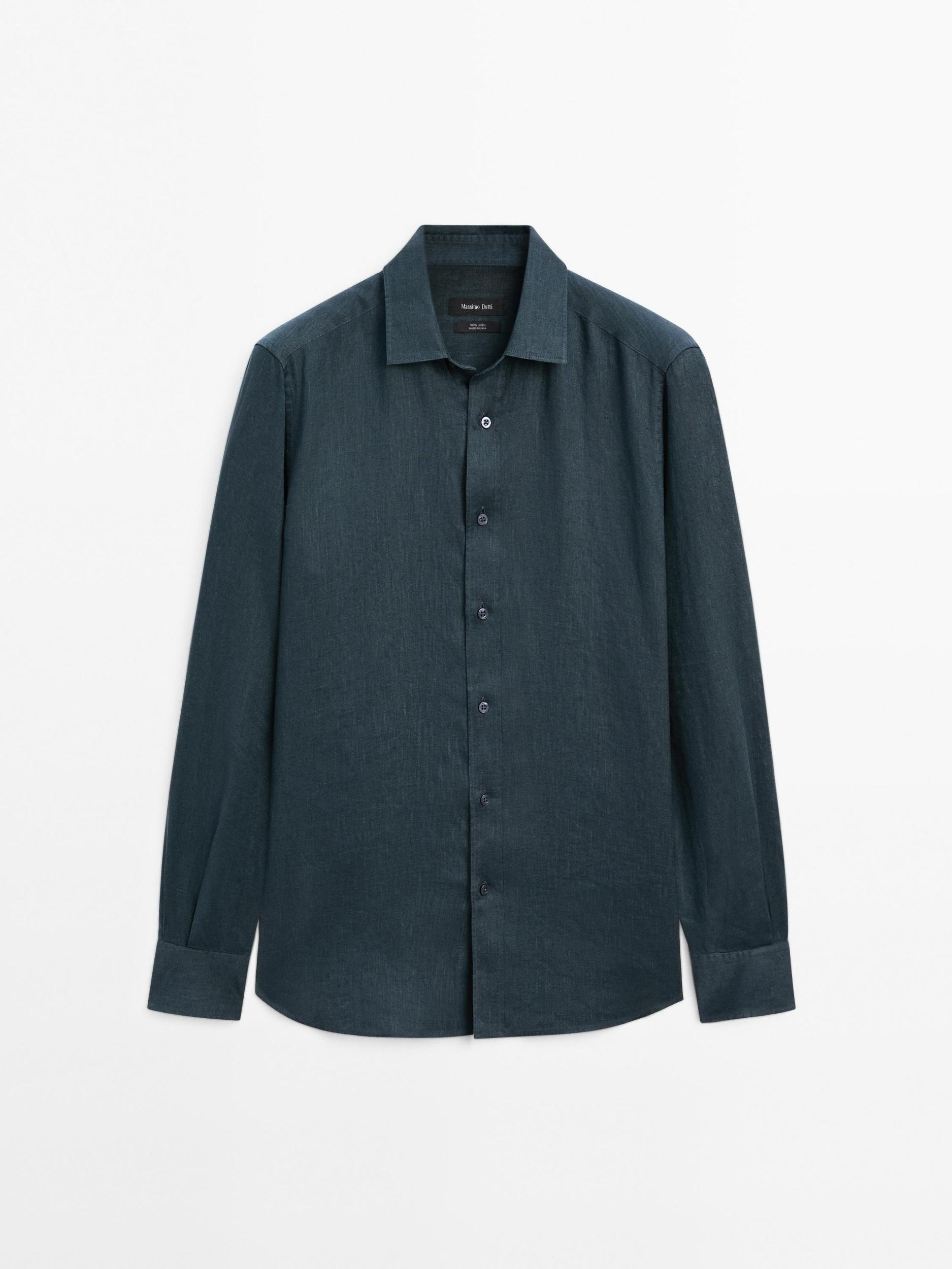 100% linen slim fit shirt Product Image