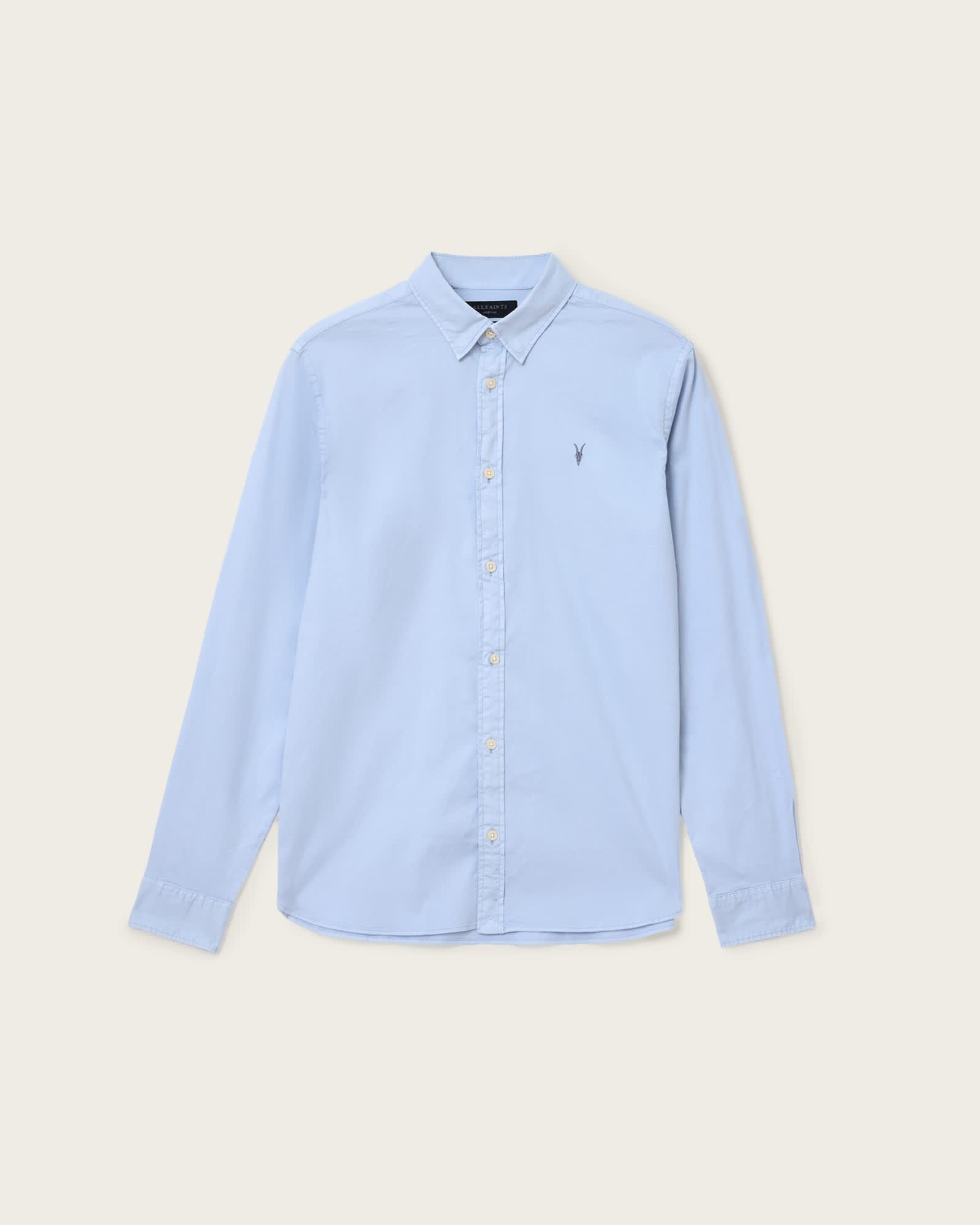 Hawthorne Ramskull Stretch Fit Shirt WILLOW BLUE | ALLSAINTS US Product Image