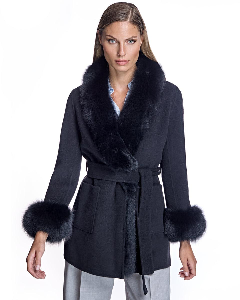 Maximilian Wool Jacket with Detachable Fur Trim Product Image