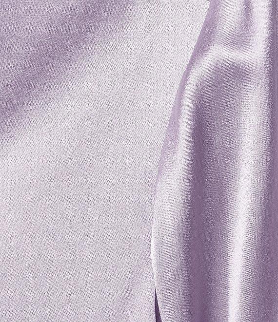 Antonio Melani Violet Silk Notch Collar V-Neck Long Blouson Sleeve Blouse Product Image