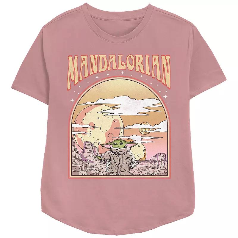 Women's Star Wars The Mandalorian The Child Walking Relaxed Fit Graphic Tee, Girl's, Size: XXL, Pink Product Image