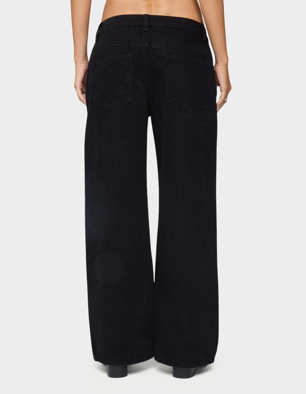 EDIKTED Petite Daytime Low Rise Jeans - BLACK Product Image