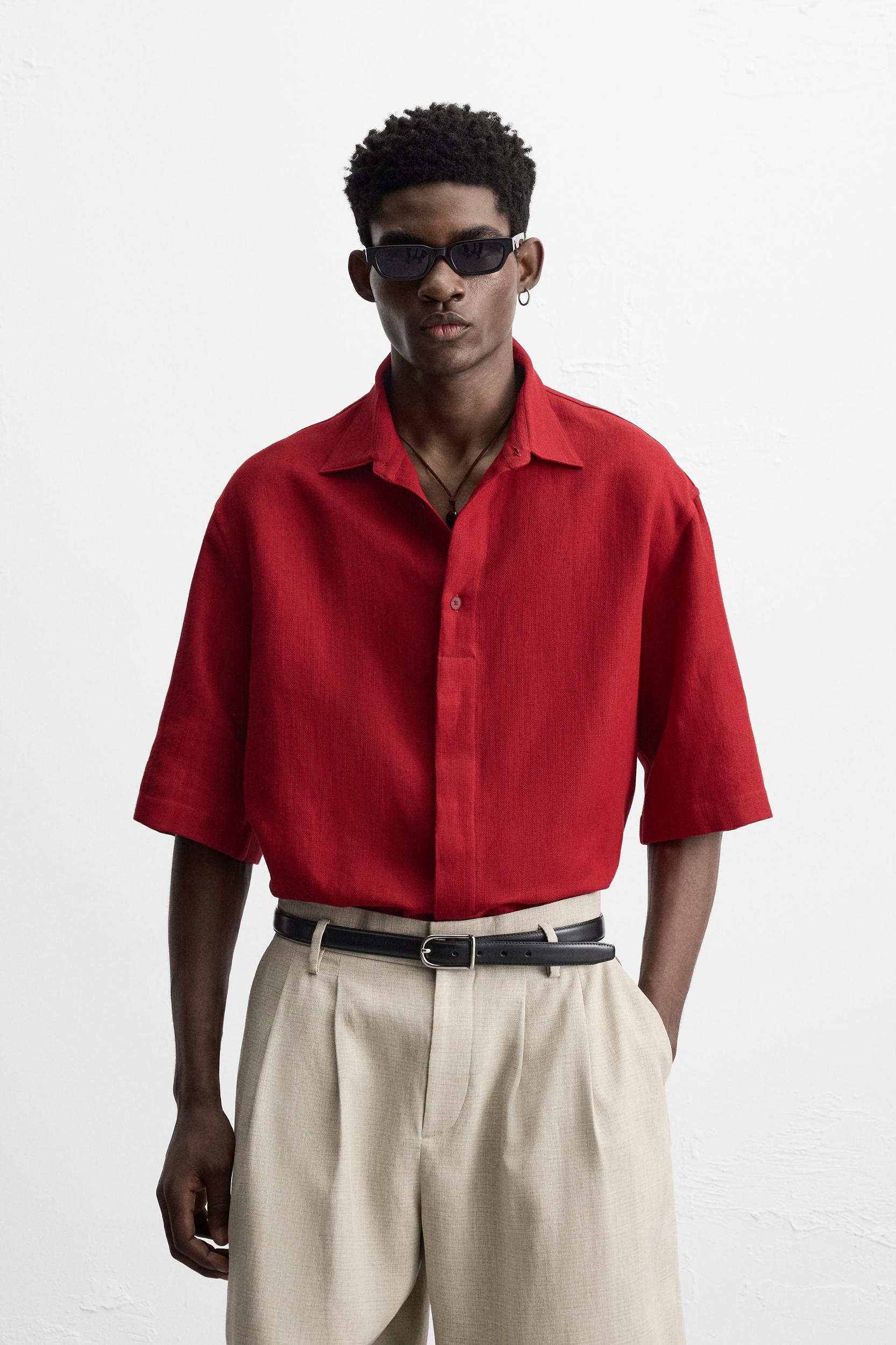 COTTON LINEN TEXTURED SHIRT Product Image