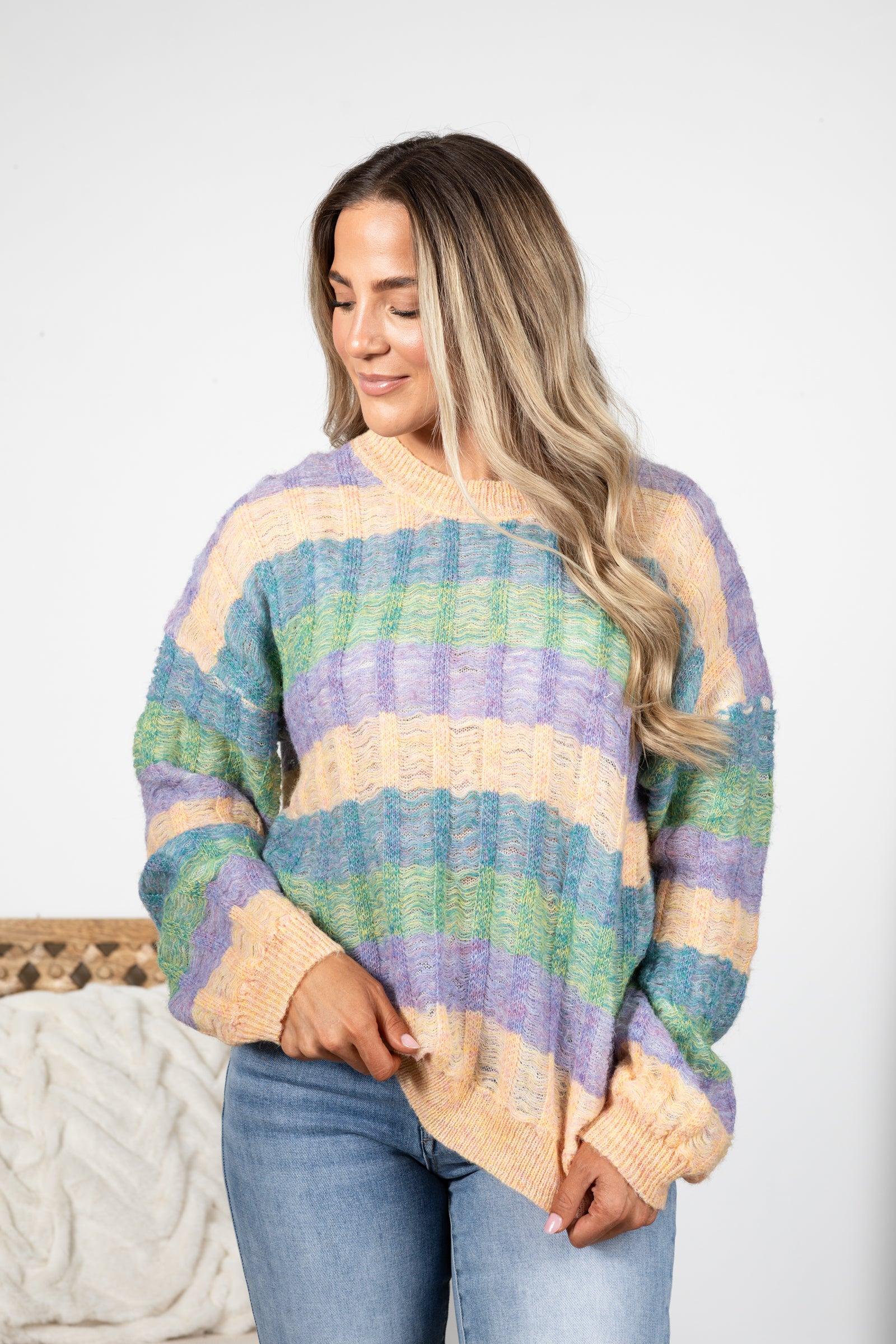 Multicolor Stripe Oversized Sweaters Product Image