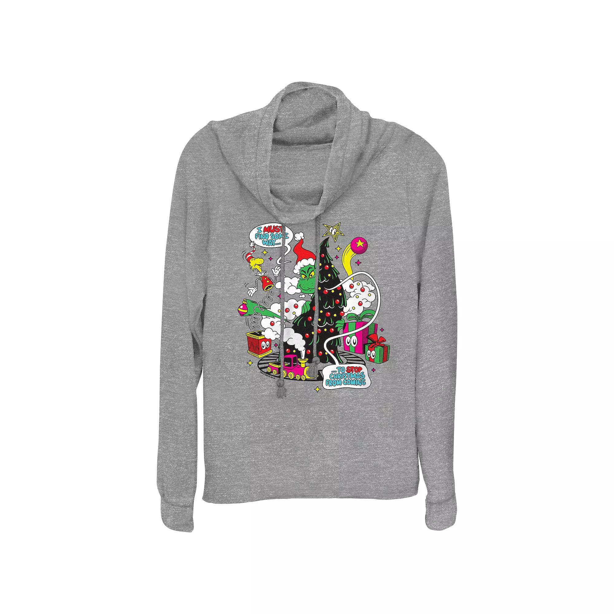 Women's Dr. Seuss Grinch Must Find A Way Cowlneck Graphic Lightweight Long Sleeve,  Product Image
