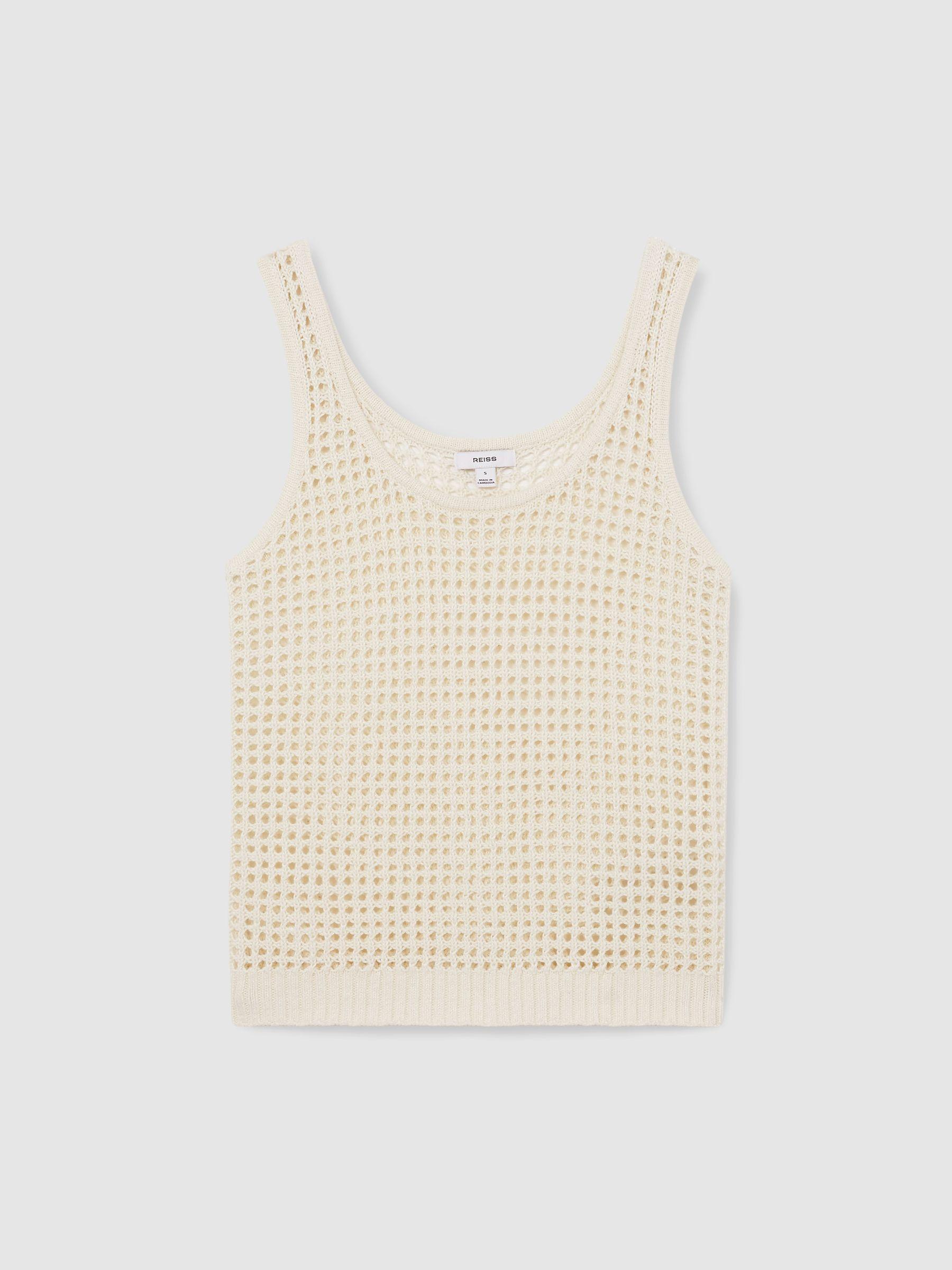 Linen Open-Knit Vest in Ivory Product Image