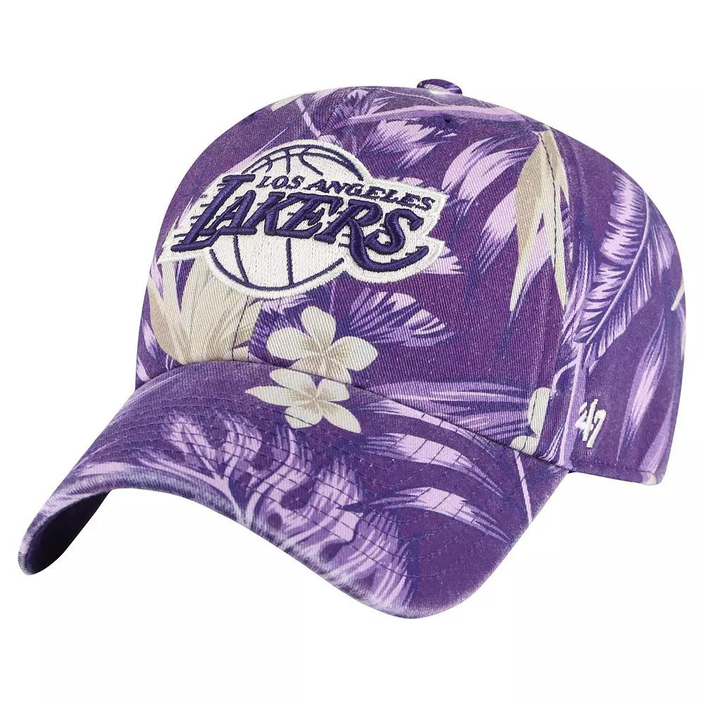 Men's '47 Purple Los Angeles Lakers Tropicalia Floral Clean Up Adjustable Hat Product Image