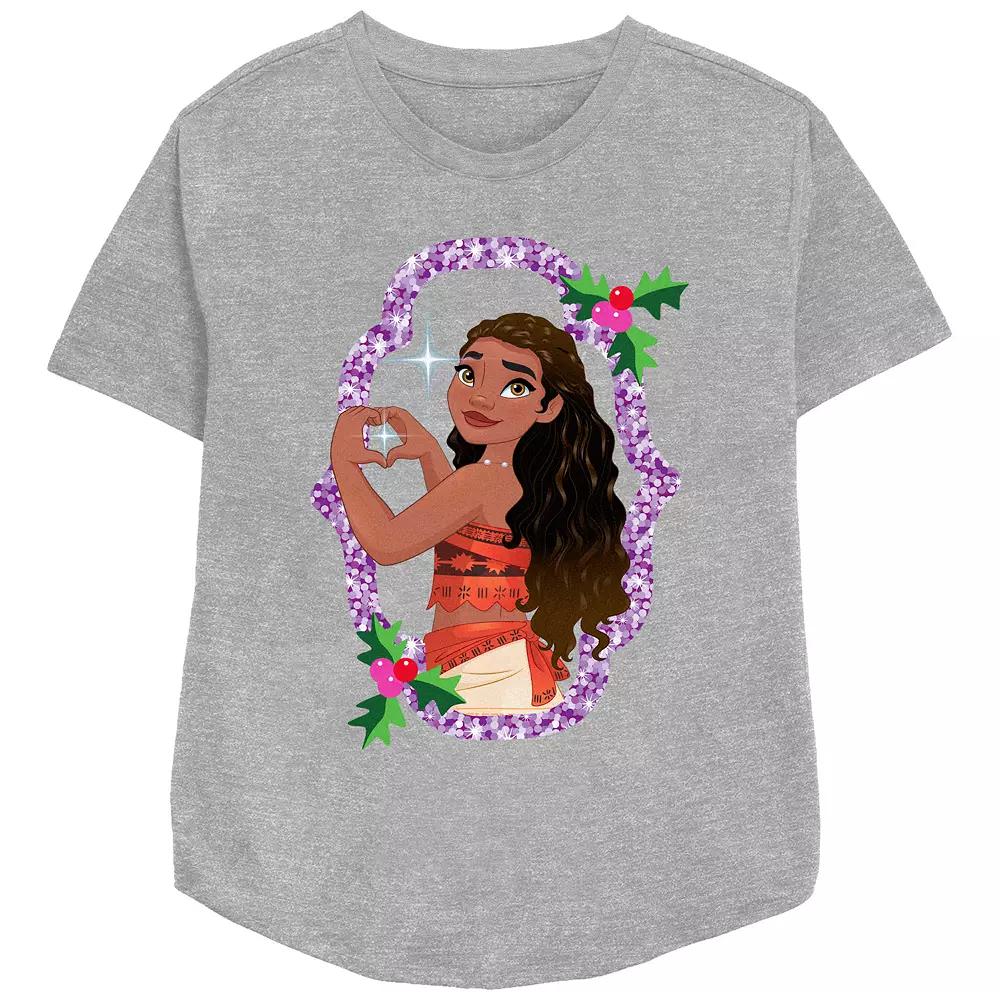 Disney's Moana Sparkling Christmas Wreath Women's Relaxed Fit Graphic Tee,  Product Image