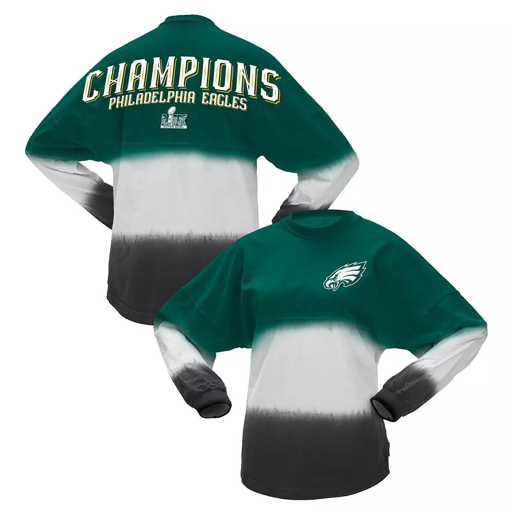 Women's Fanatics  Midnight Green Philadelphia Eagles Super Bowl LIX Champions Horizontal Ombre Spirit Jersey Long Sleeve T-Shirt, Size: Medium Product Image