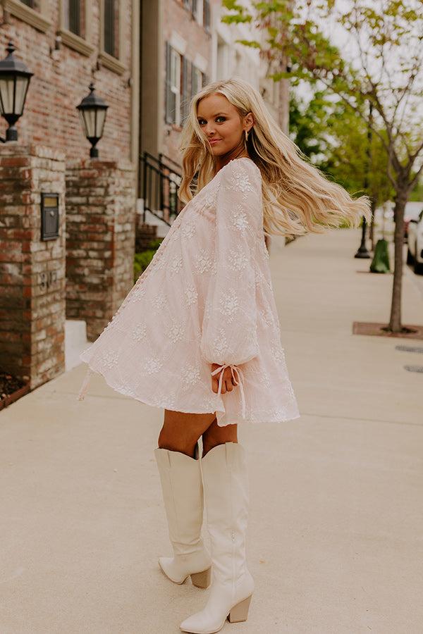 Chic Sweetheart Embroidered Mini Dress in Peach Product Image