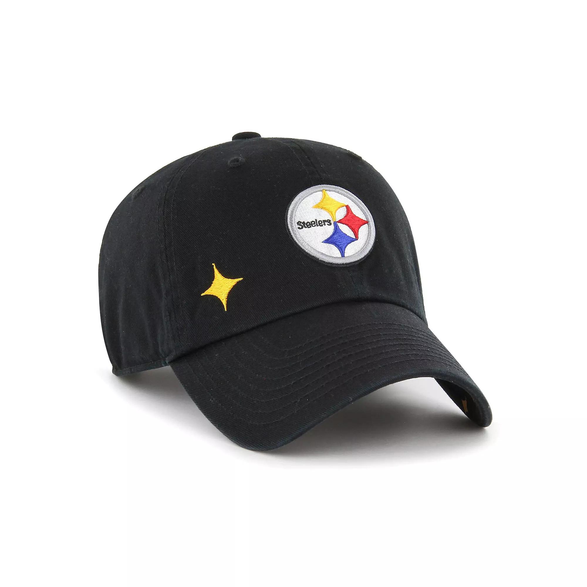 Women's '47  Black Pittsburgh Steelers Confetti Icon Clean Up Adjustable Hat Product Image