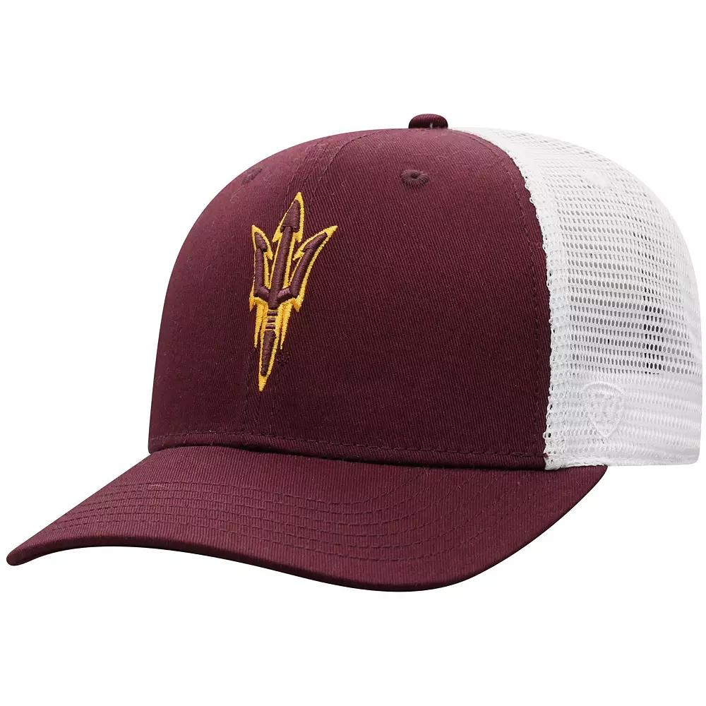 Men's Top of the World Maroon/White Arizona State Sun Devils Trucker Snapback Hat, Red Product Image