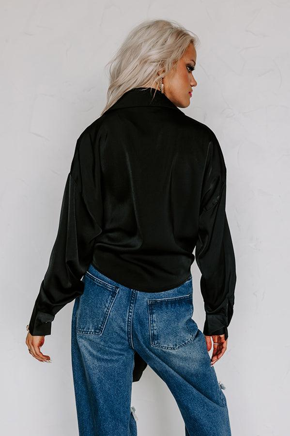 Try Your Luck Front Tie Top in Black Product Image