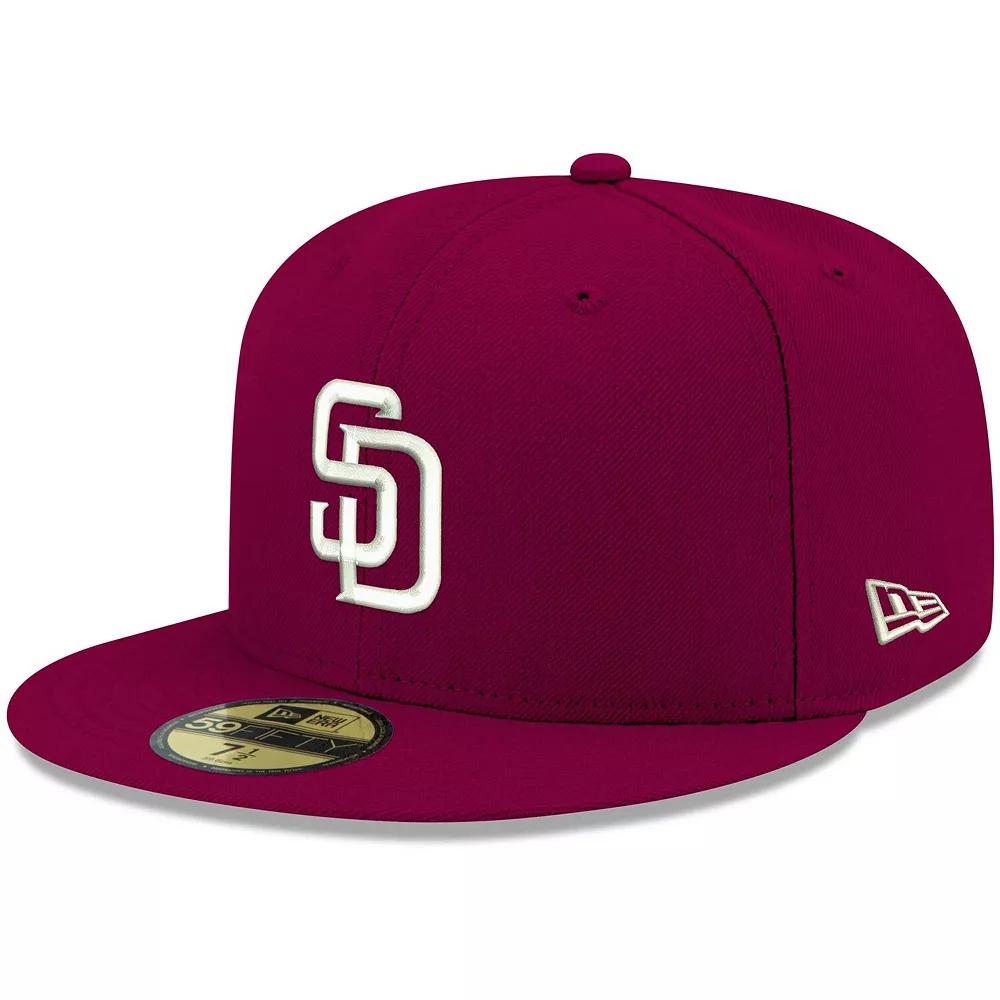Men's New Era Cardinal San Diego Padres White Logo 59FIFTY Fitted Hat,  Product Image