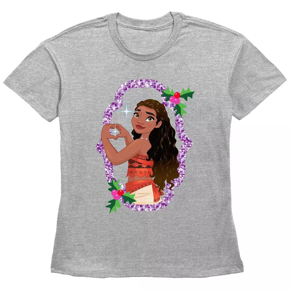 Disney's Moana Sparkling Christmas Wreath Women's Graphic Tee,  Product Image