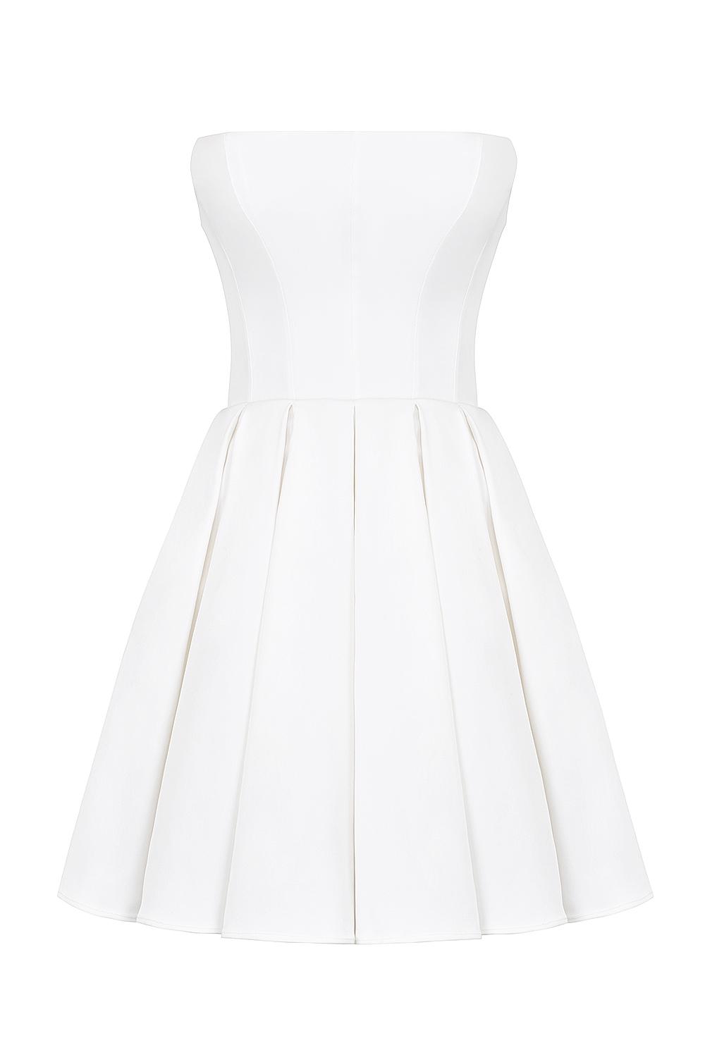 Emmanuela  white strapless pleated mini dress Product Image