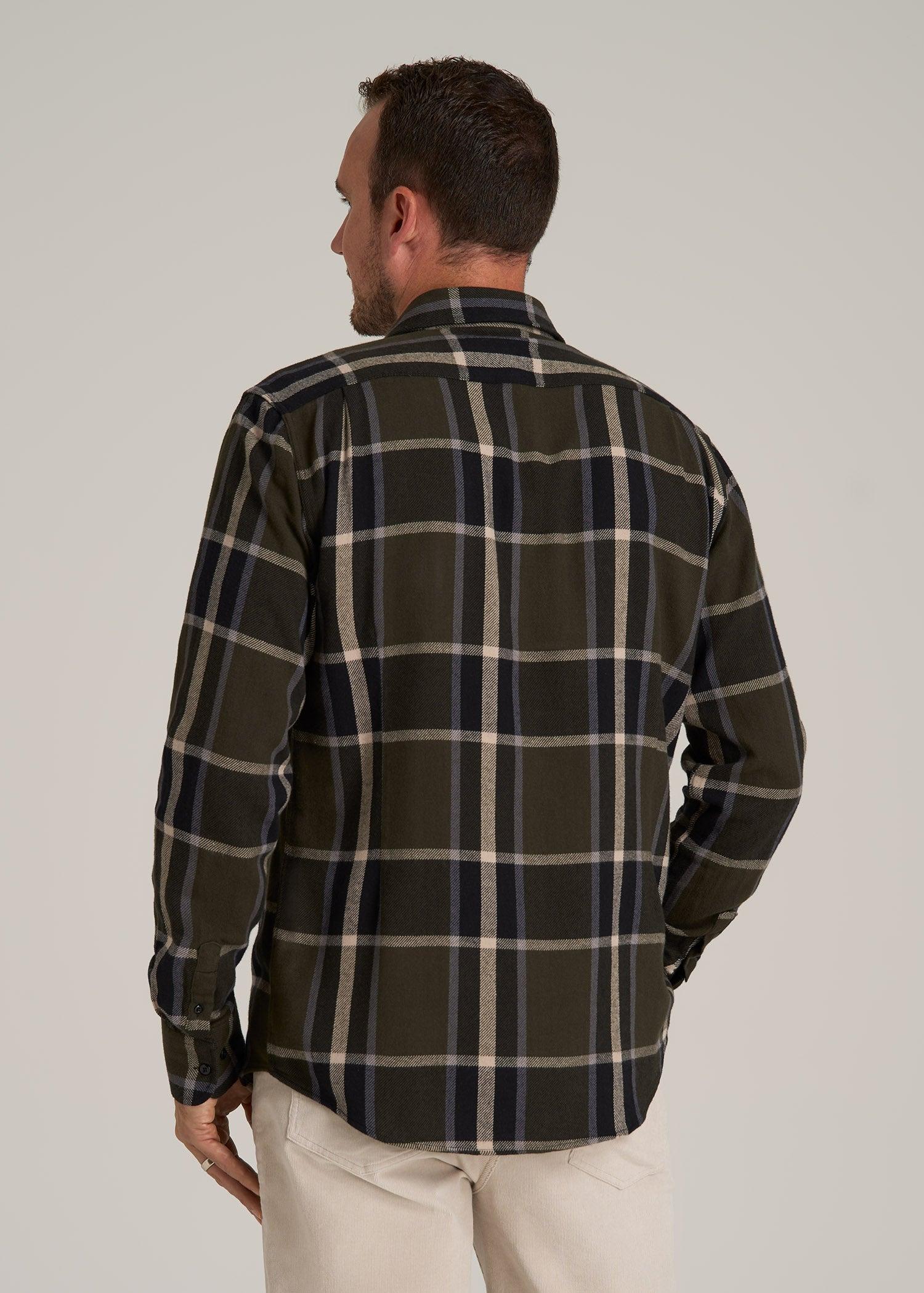 Nelson Flannel Shirt for Tall Men in Olive Plaid Male Product Image