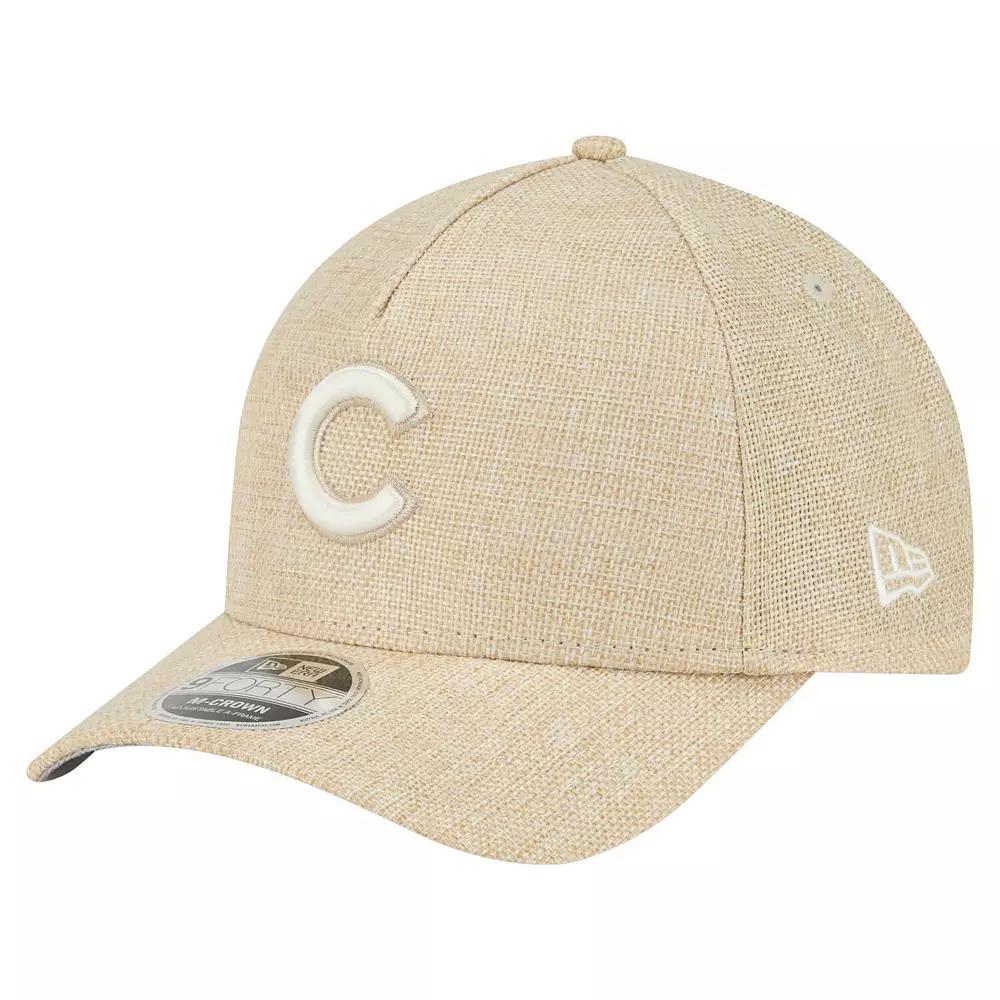 Men's New Era Beige Chicago Cubs Cotton Weave M-Crown A-Frame 9FORTY Adjustable Hat, Team Product Image