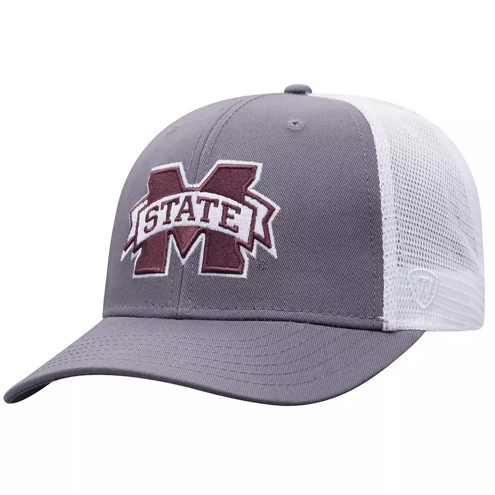Men's Top of the World Gray/White Mississippi State Bulldogs Victory Baseline Trucker Adjustable Hat, Mst Grey Product Image