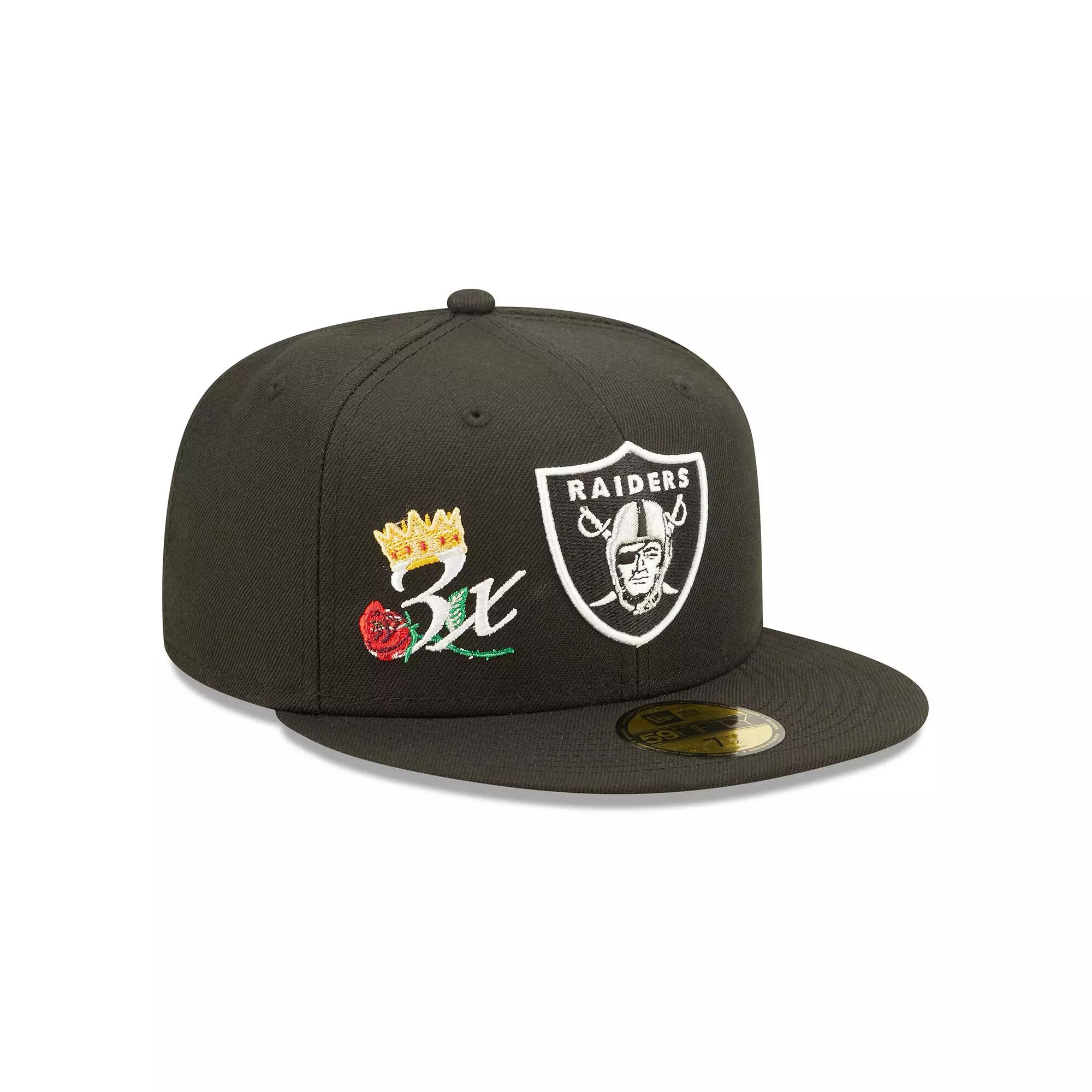 Men's New Era Black Las Vegas Raiders Crown 3x Super Bowl Champions 59FIFTY Fitted Hat, Size: 7 7/8, Lvr Black Product Image