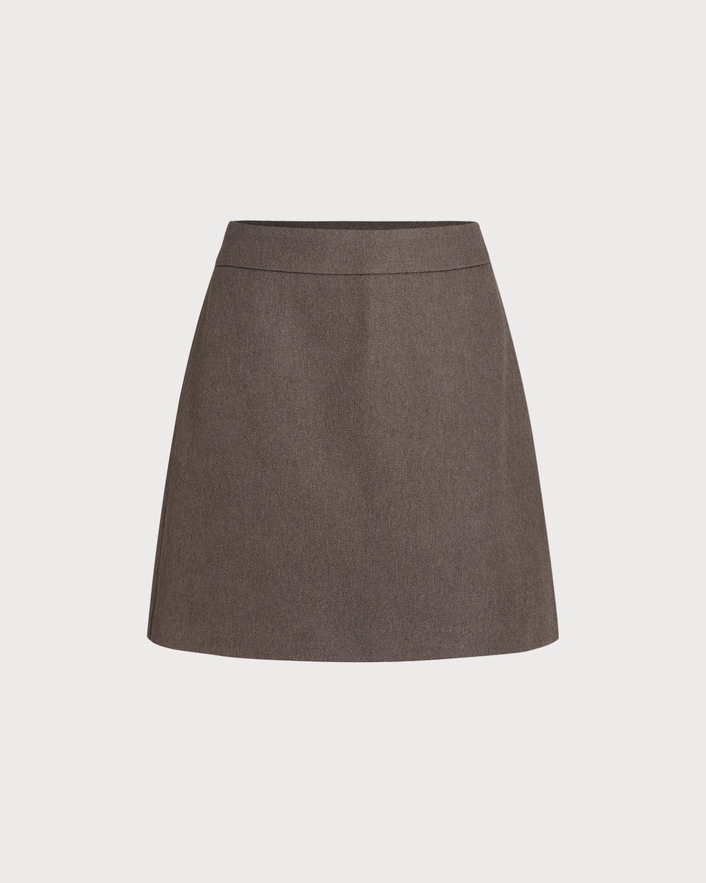 Brown A-Line Mini Skirt Product Image