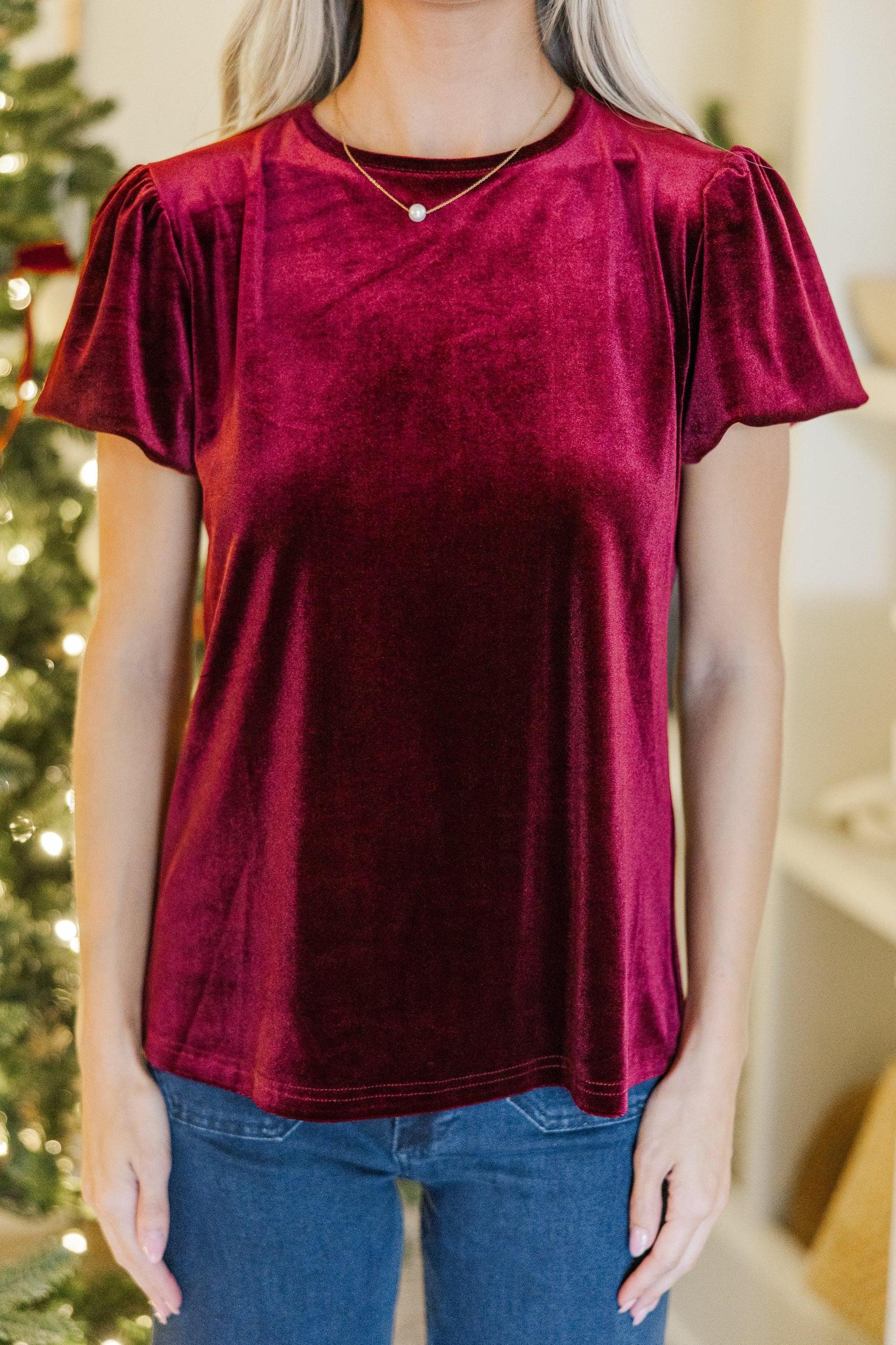 Got It All Red Velvet Blouse Female Product Image