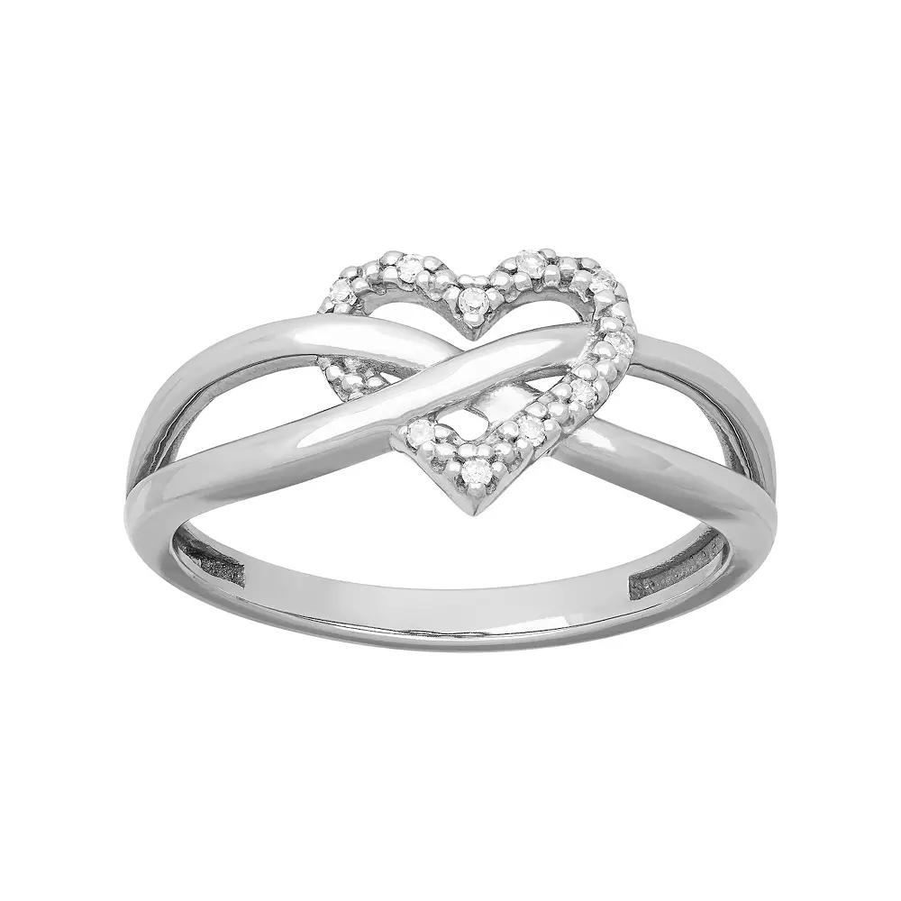 Love Always 10k White Gold Diamond Accent Open Heart Ring, Women's, Size: 5 Product Image