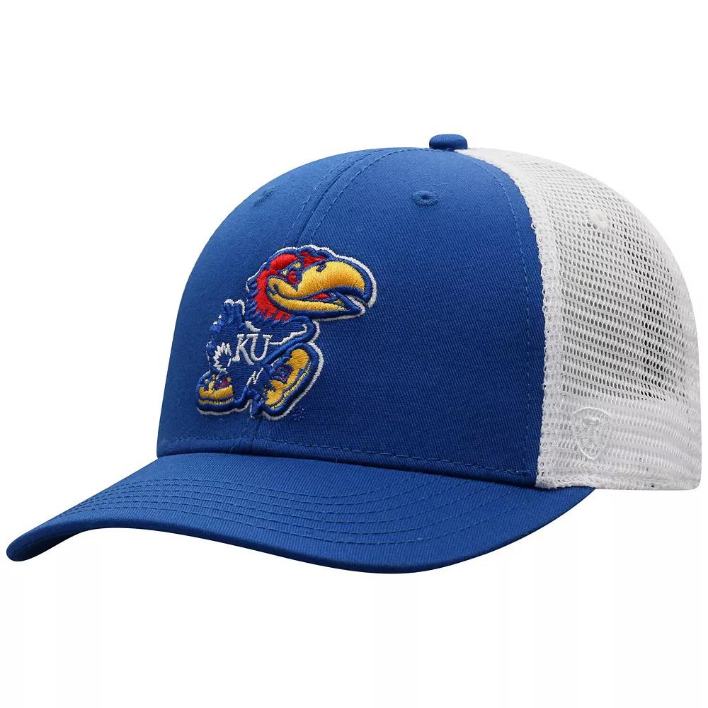 Men's Top of the World Royal/White Kansas Jayhawks Trucker Snapback Hat, Blue Product Image