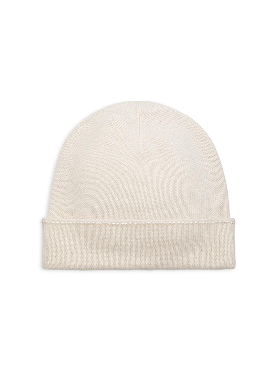 Womens Cashmere & Imitation Pearl Beanie Product Image