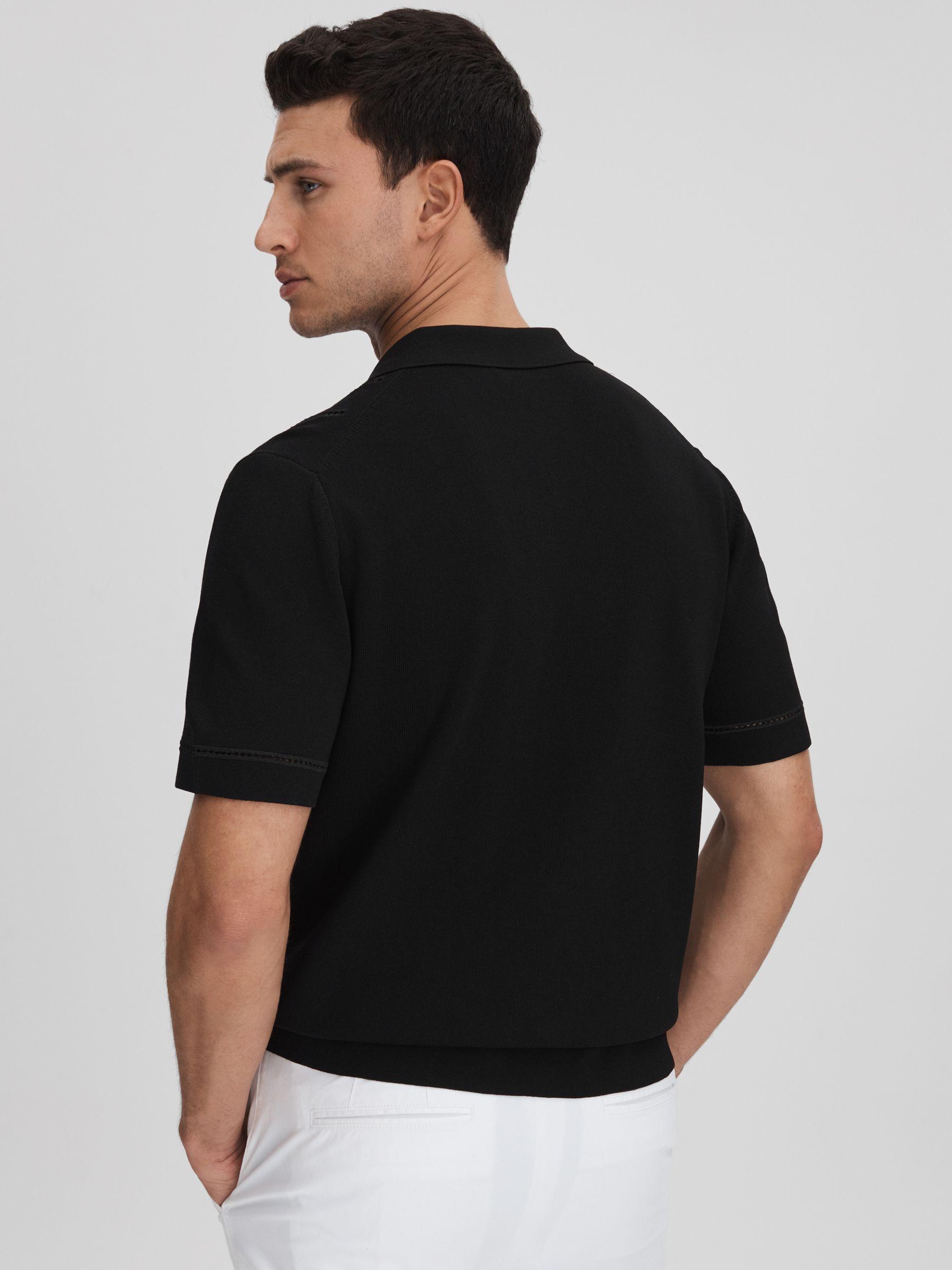 Embroidered Cuban Collar Shirt in Black Product Image