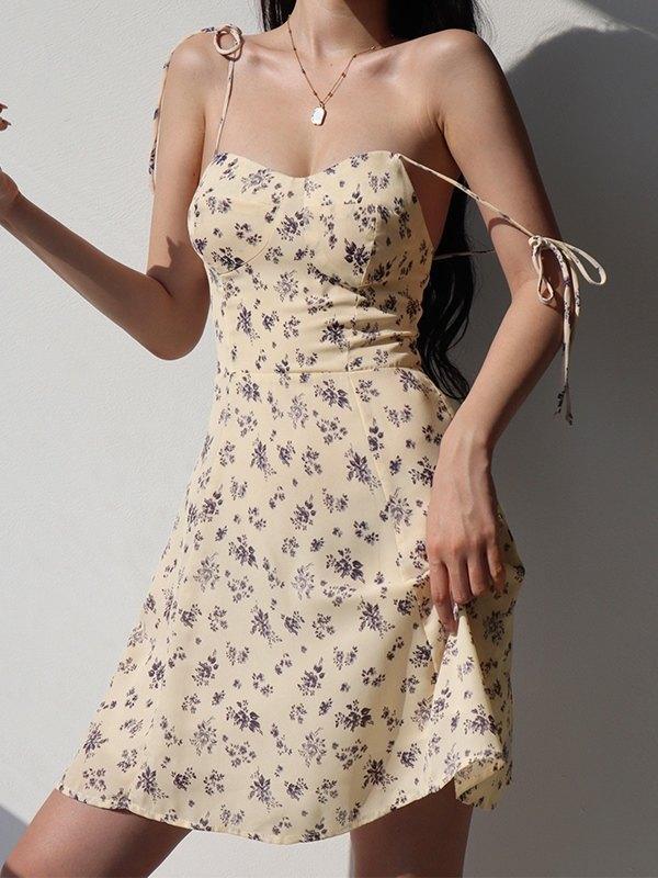 Strappy Tie Floral Mini Dress Product Image
