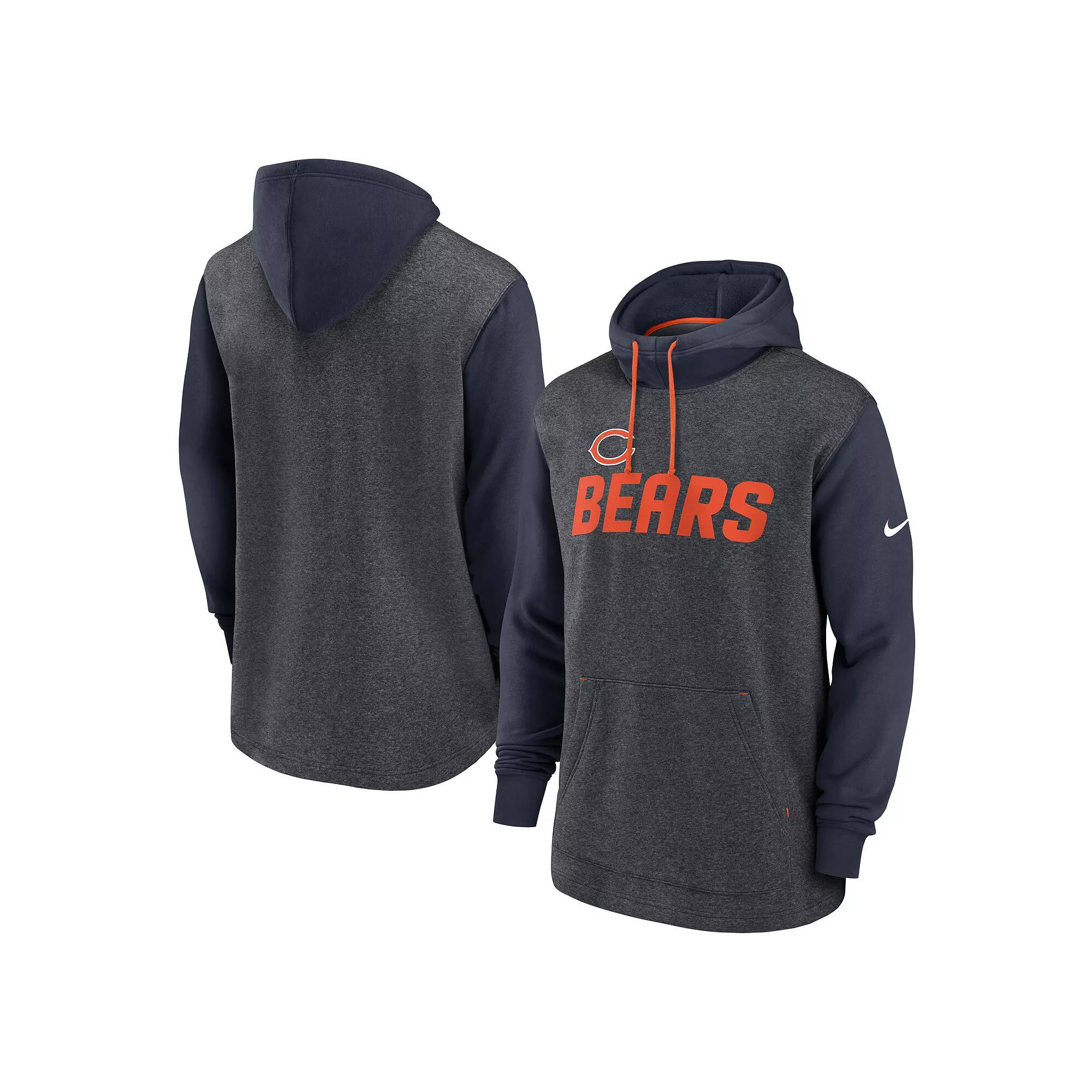 Men's Nike Heathered Charcoal/Navy Chicago Bears Surrey Legacy Pullover Hoodie,  Product Image