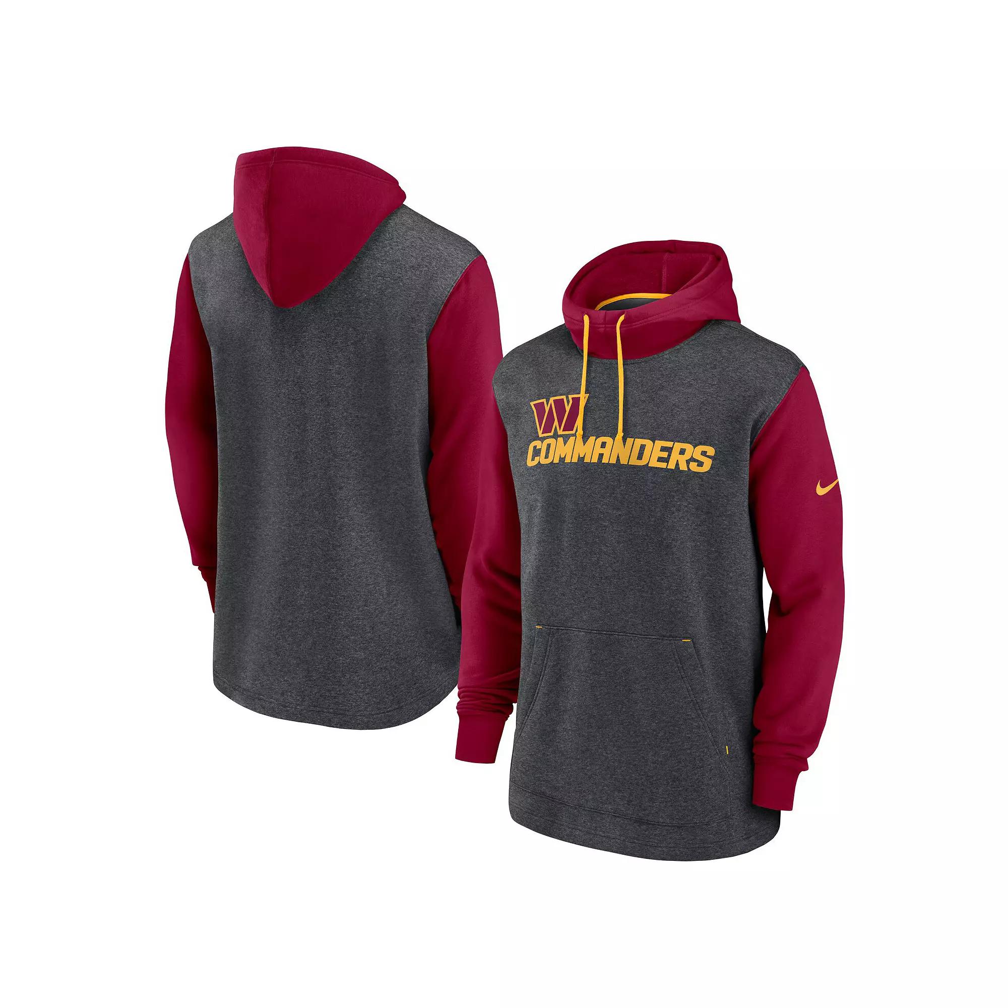 Men's Nike Heathered Charcoal/Burgundy Washington Commanders Surrey Legacy Pullover Hoodie, Size: Small, Wft Charco Product Image
