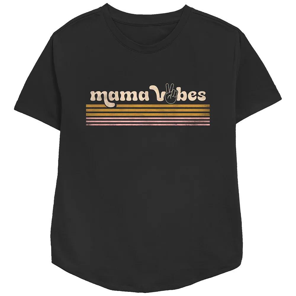 Women's Mama Vibes Relaxed Fit Graphic Tee, Size: XS, Black Product Image