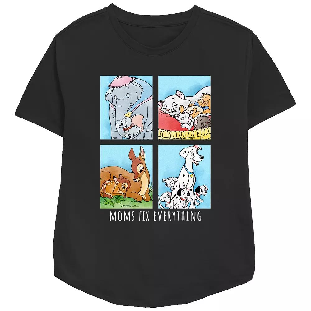 Disney Moms Fix Everything Character Squares Women's Relaxed Fit Graphic Tee, Size: Large, Black Product Image