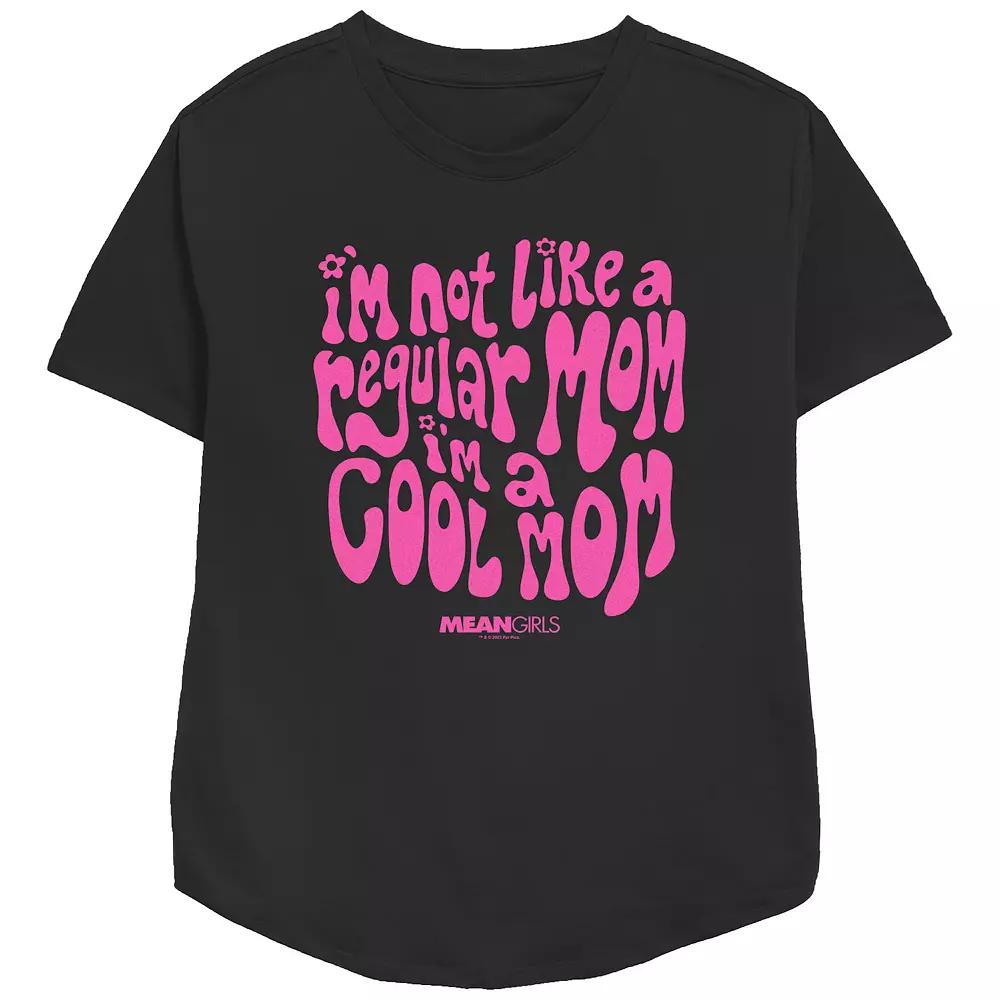 Women's Mean Girls I'm Not A Regular Mom I'm A Cool Mom Groovy Font Relaxed Fit Graphic Tee,  Product Image