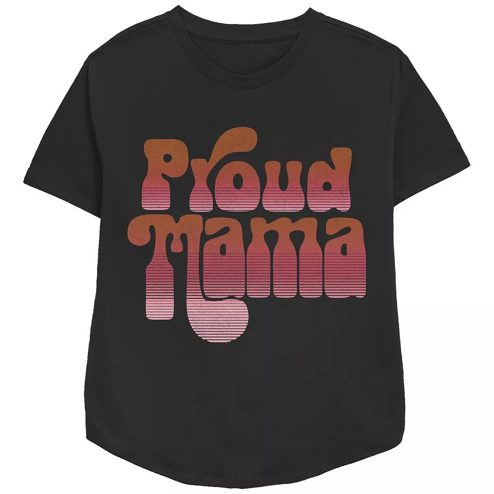 Women's Proud Mama Relaxed Fit Graphic Tee, Size: XS, Black Product Image