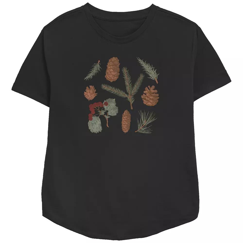 Women's Autumn Pinecones Relaxed Fit Graphic Tee,  Product Image