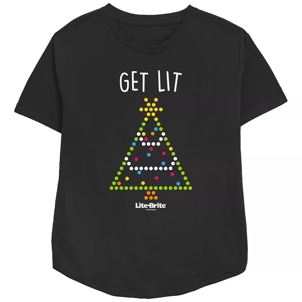 Women's Lite-Brite Get Lit Christmas Tree Relaxed Fit Graphic Tee,  Product Image
