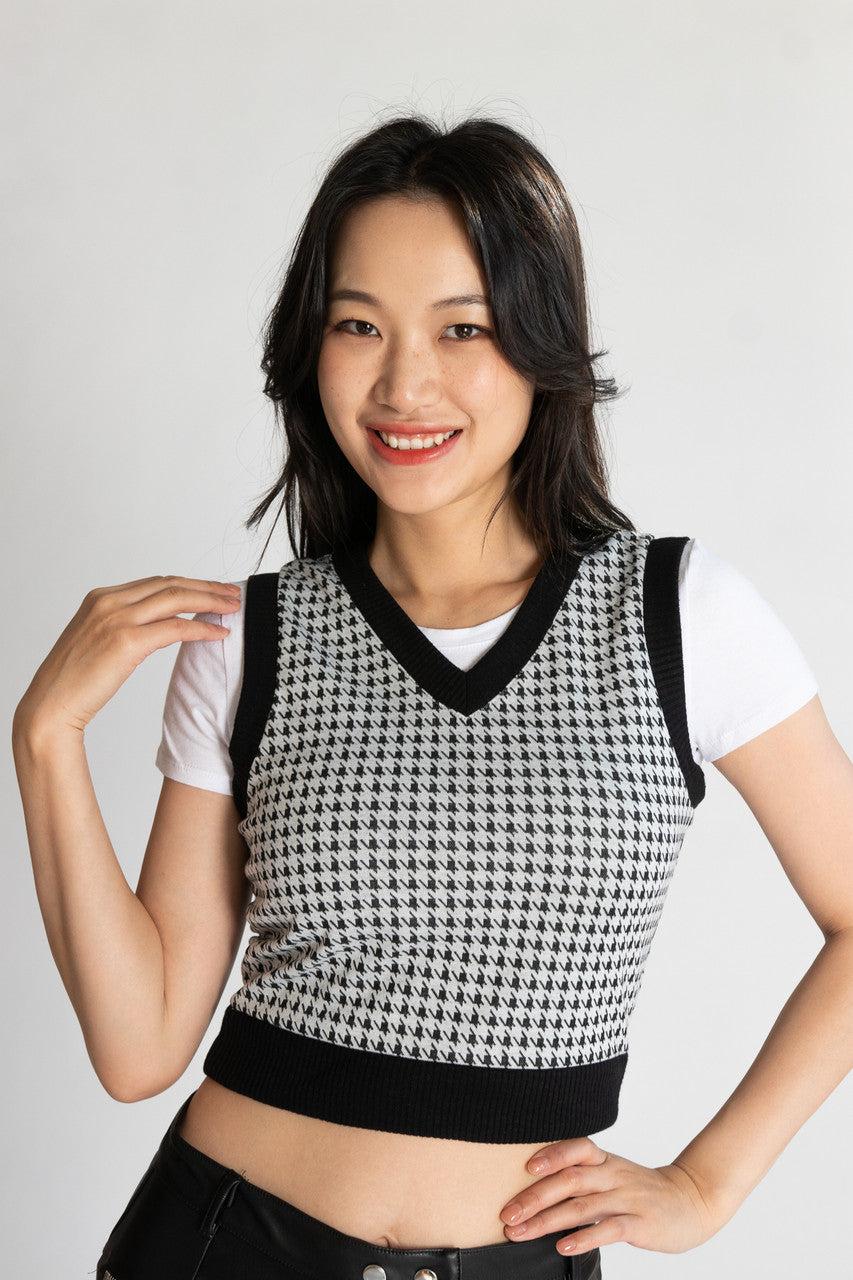Houndstooth Sweater Vest With Tee Product Image