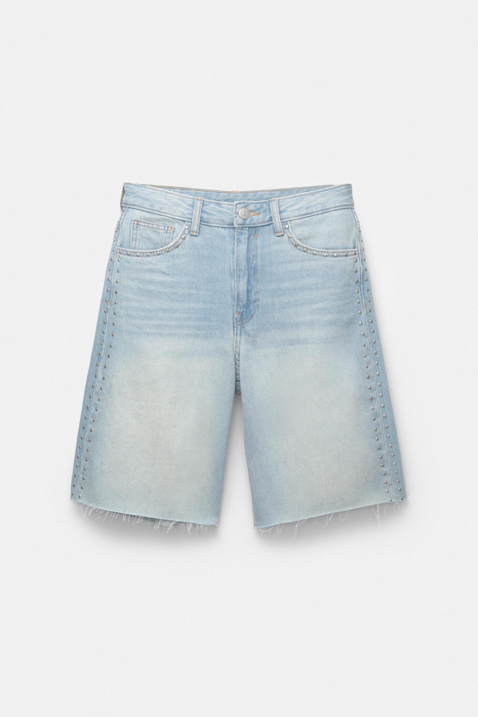 Low-rise baggy jorts with studs Product Image