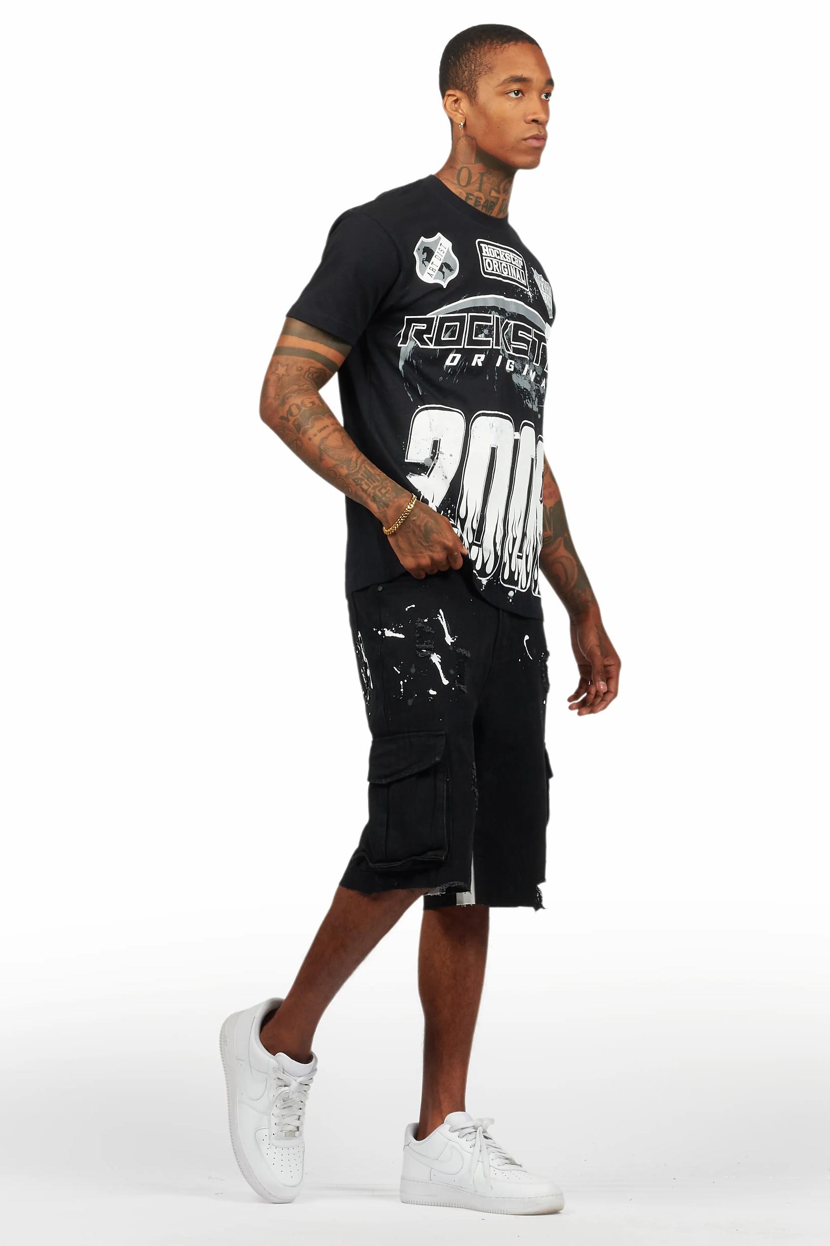 Amos Black T-Shirt/Denim Short Set Male Product Image