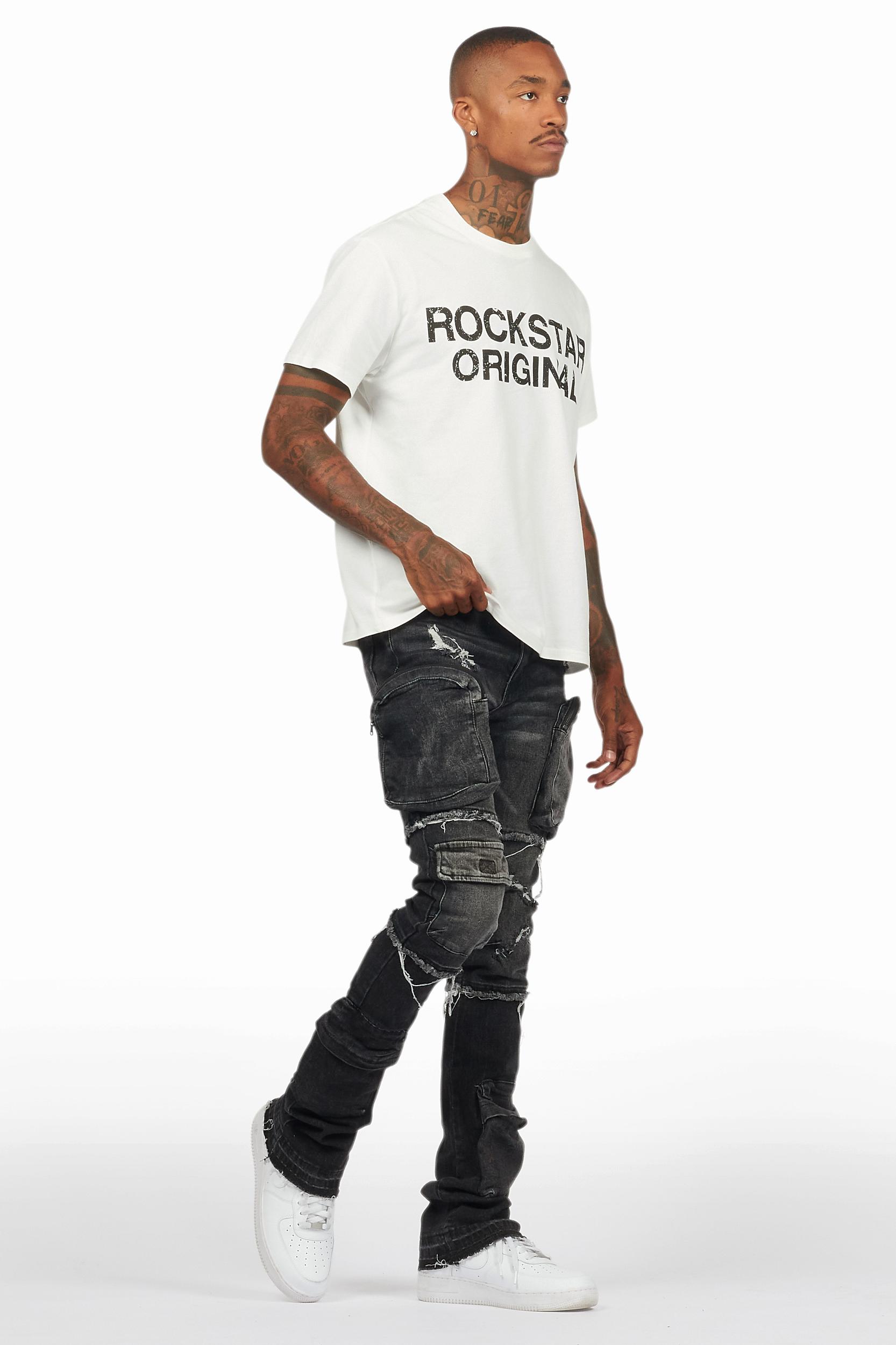 Shift Dark Grey Stacked Flare Jean Male Product Image