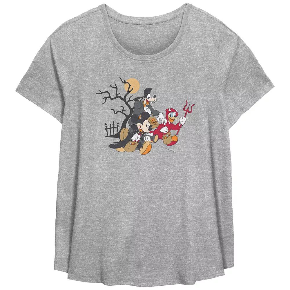 Disney's Mickey Mouse And Friends Trick Or Treaters Plus Size Flowy Graphic Tee, Women's, Size: 3XL, Grey Gray Product Image