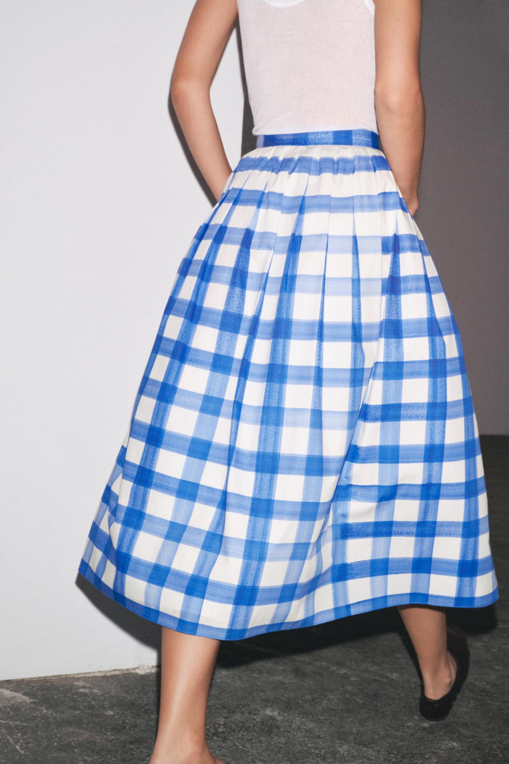CHECKERED MIDI SKIRT ZW COLLECTION Product Image