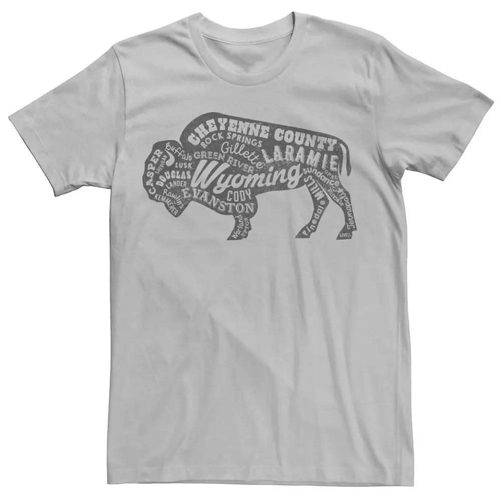 Men's Wyoming Buffalo Graphic Tee, Size: 3XL, Silver Product Image
